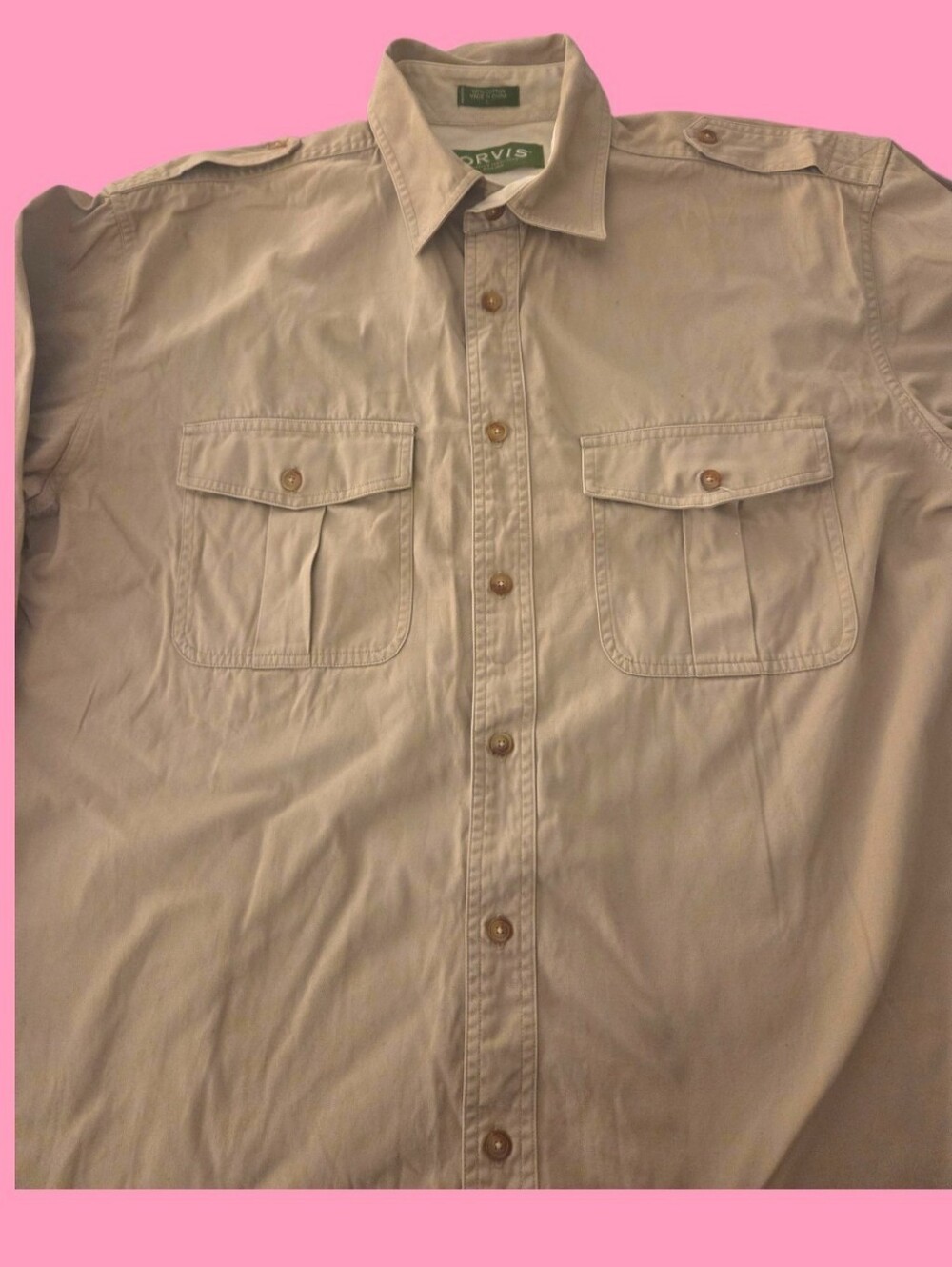 Orvis Khaki Long-Sleeve Button-Down Shirt - Picture 3 of 3